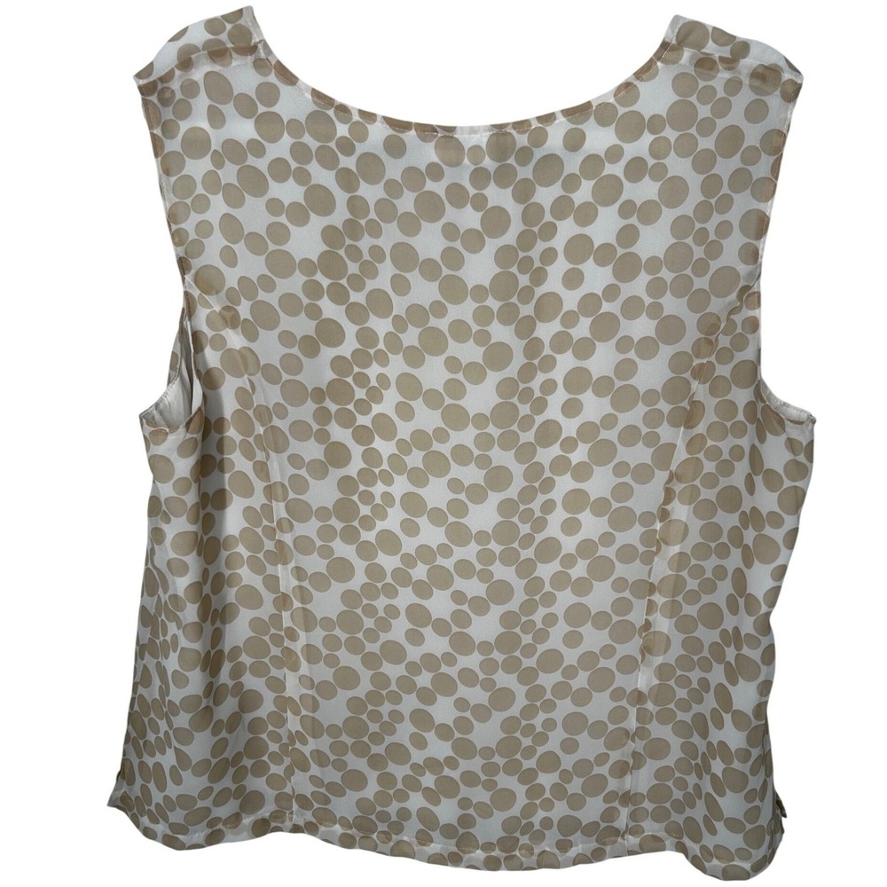 BASLER Sleeveless Blouse White with Tan Polka Dots Women's Size 44‎ - Picture 2 of 5
